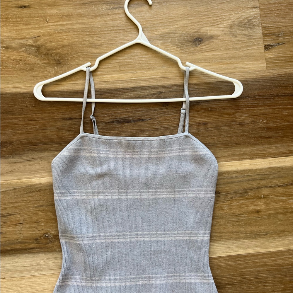 Babaton Light Bue/Grey Ribbed Tank Top